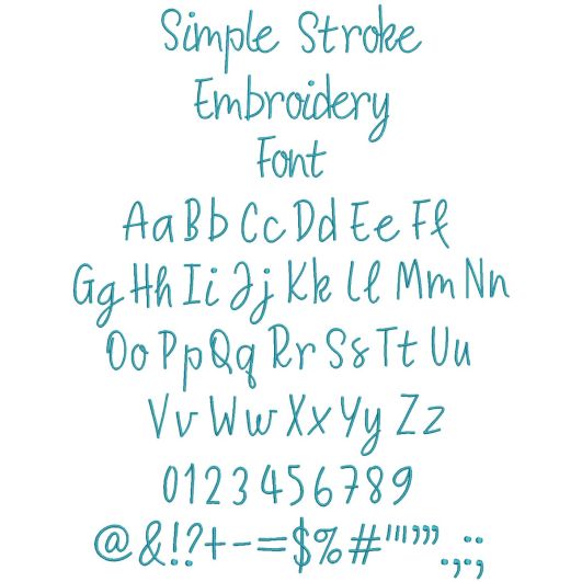 Simple Stroke Embroidery Font | Machine Embroidery Designs by JuJu