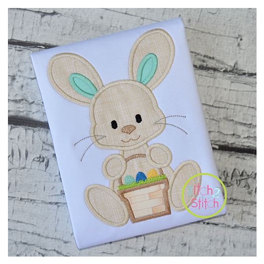 Sitting Bunny Basket Boy Applique