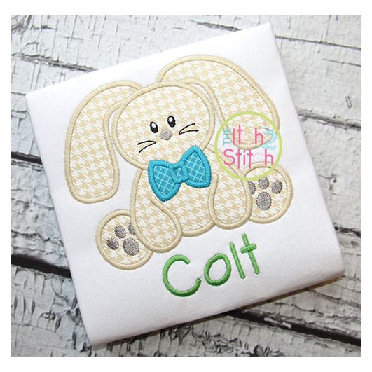 Sitting Bunny Boy Applique | Machine Embroidery Designs by JuJu