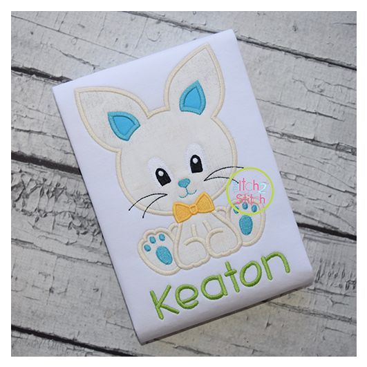 Sitting Bunny Boy 2 Applique | Machine Embroidery Designs by JuJu