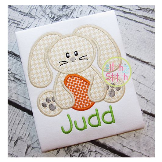 Sitting Bunny Egg Boy Applique | Machine Embroidery Designs by JuJu