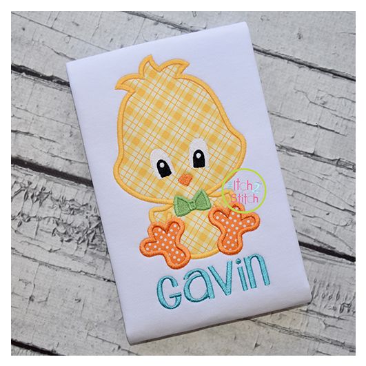 Sitting Chick Boy 2 Applique | Machine Embroidery Designs by JuJu