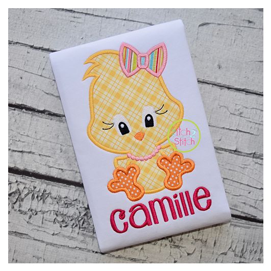 Sitting Chick Girl 2 Applique | Machine Embroidery Designs by JuJu