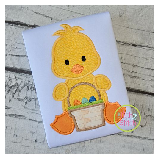 Sitting Duck Basket Boy Applique | Machine Embroidery Designs by JuJu