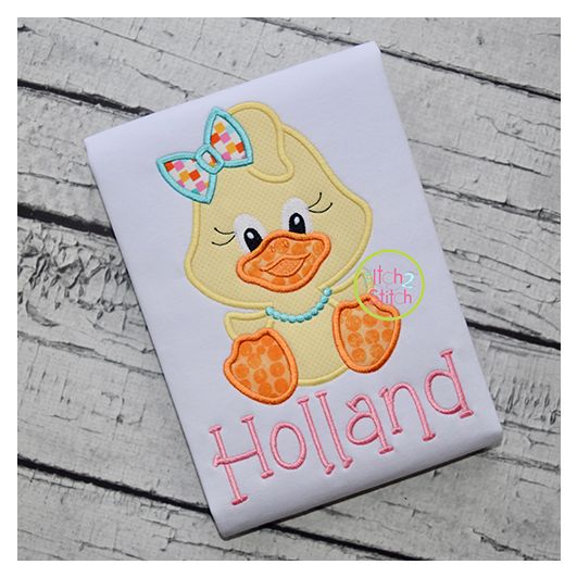 Sitting Duck Girl Applique | Machine Embroidery Designs by JuJu