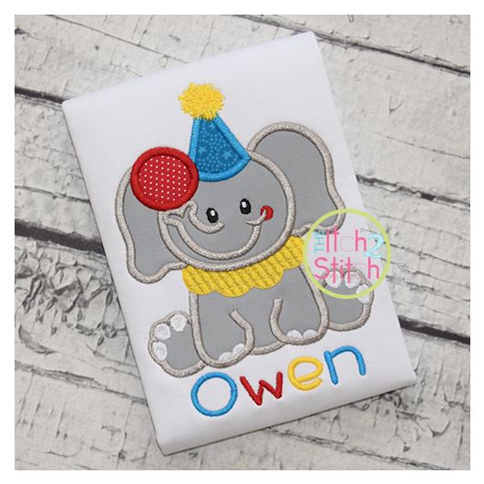 Sitting Circus Elephant Applique | Machine Embroidery Designs by JuJu