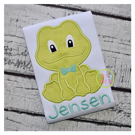 Sitting Frog Boy Applique | Machine Embroidery Designs by JuJu