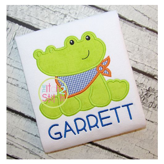 Sitting Gator Mascot Applique | Machine Embroidery Designs by JuJu