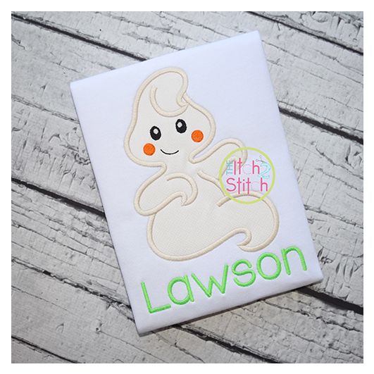 Sitting Ghost Boy Applique | Machine Embroidery Designs by JuJu