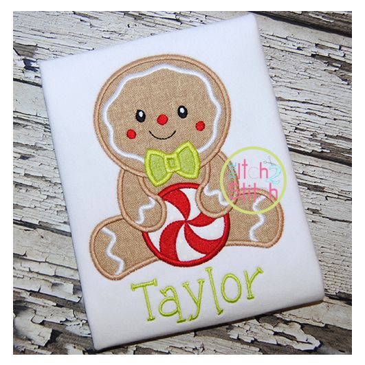 Sitting Gingerbread Boy Applique | Machine Embroidery Designs by JuJu
