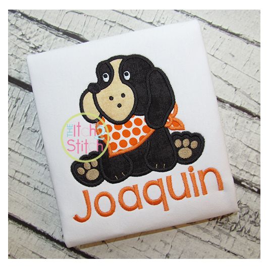 Sitting Hound Dog Mascot Applique