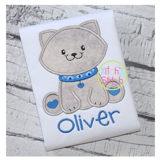 Sitting Kitty 2 Applique | Machine Embroidery Designs by JuJu