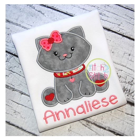 Sitting Kitty Applique | Machine Embroidery Designs by JuJu