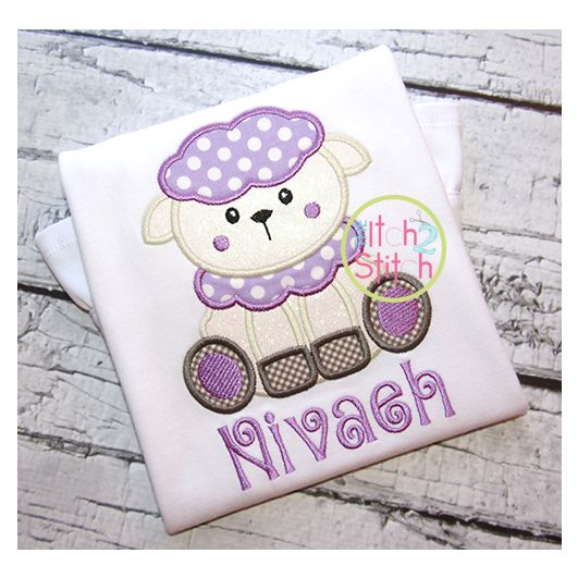 Sitting Lamb Applique | Machine Embroidery Designs by JuJu