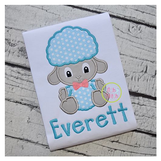 Sitting Lamb Boy Applique | Machine Embroidery Designs by JuJu