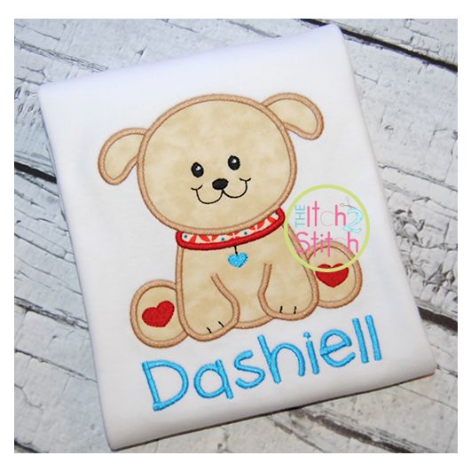 Sitting Puppy Applique | Machine Embroidery Designs by JuJu