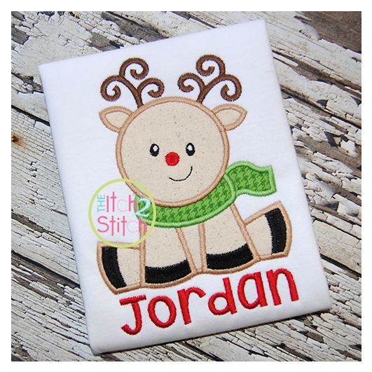 Sitting Reindeer Applique | Machine Embroidery Designs by JuJu