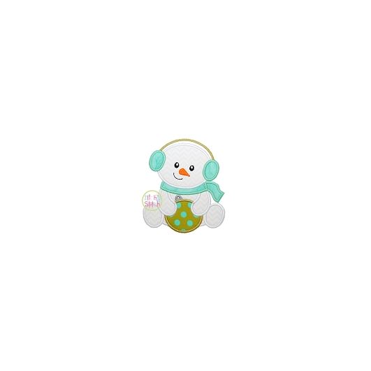 Sitting Snowman Ornament Applique | Machine Embroidery Designs by JuJu