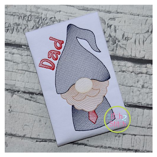 Gnome Dad Sketch | Machine Embroidery Designs by JuJu