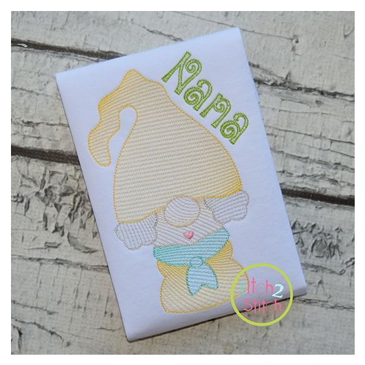 Gnome Grandma Sketch | Machine Embroidery Designs by JuJu