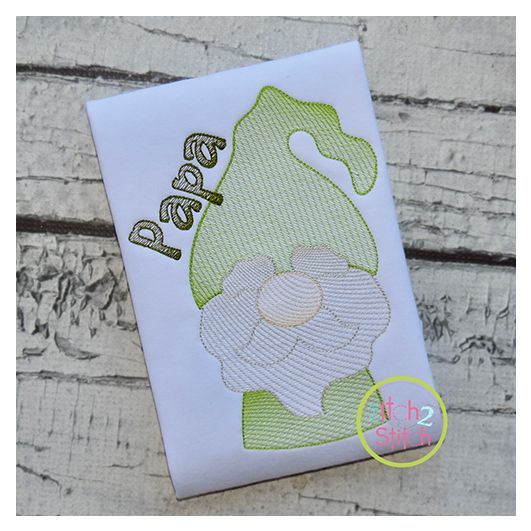 Gnome Grandpa Sketch | Machine Embroidery Designs by JuJu
