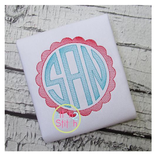Sketch Scallop Circle Frame | Machine Embroidery Designs by JuJu