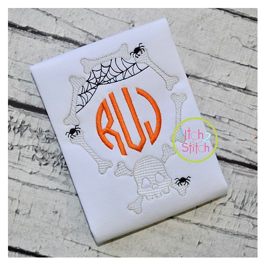 Skull and Bones Frame Sketch Embroidery | Machine Embroidery Designs by JuJu