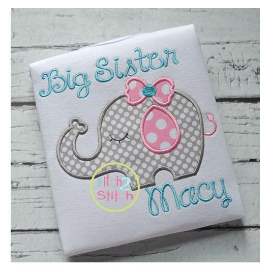 Sleepy Elephant Girl Applique | Machine Embroidery Designs by JuJu