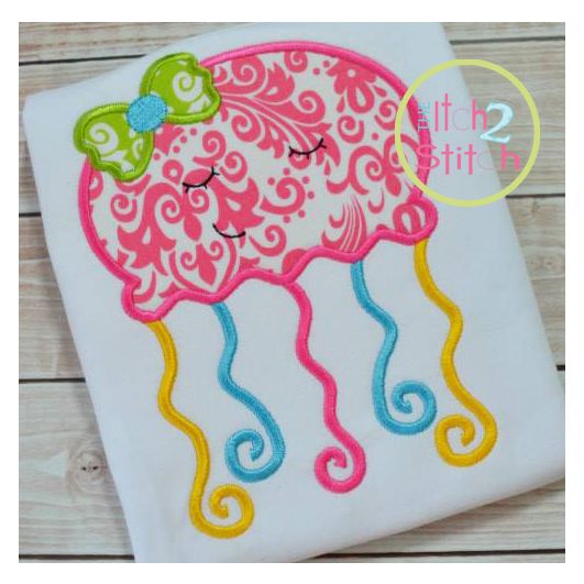 Sleepy JellyFish Applique | Machine Embroidery Designs by JuJu
