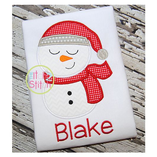Sleepy Snowman Boy Applique | Machine Embroidery Designs by JuJu