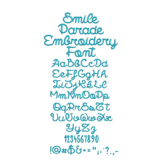 Smile Parade Embroidery Font Machine Embroidery Designs by JuJu