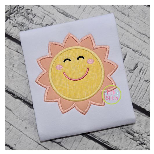 Smiling Sun Applique | Machine Embroidery Designs by JuJu