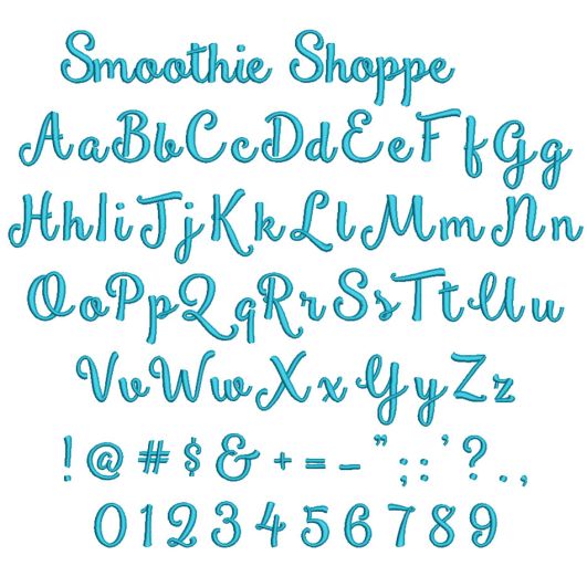 Smoothie Shoppe Embroidery Font Machine Embroidery Designs by JuJu