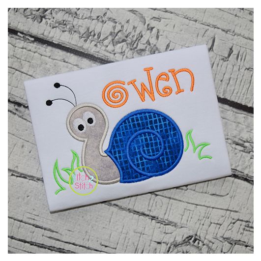 Snail in Grass Applique | Machine Embroidery Designs by JuJu