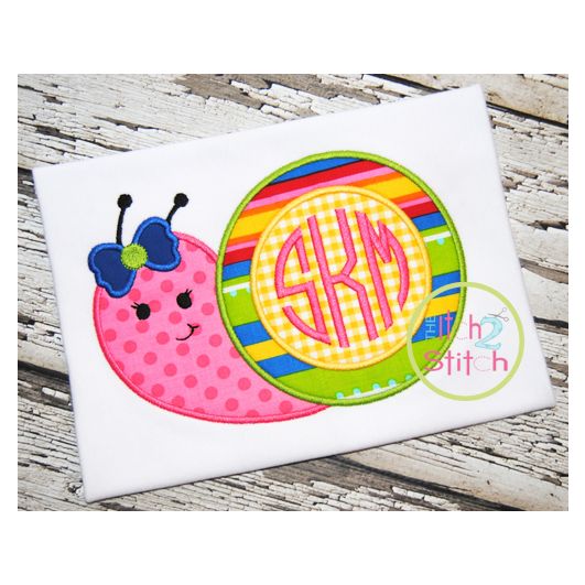 Snail Monogram Applique | Machine Embroidery Designs by JuJu