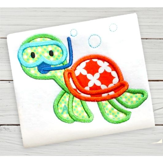 Snorkel Sea Turtle | Machine Embroidery Designs by JuJu
