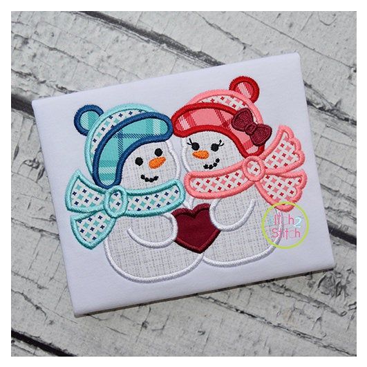 Snow Couple 2 Applique | Machine Embroidery Designs by JuJu