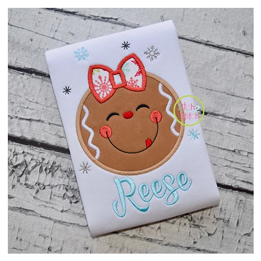 Snowflake Gingerbread Girl Applique | Machine Embroidery Designs by JuJu