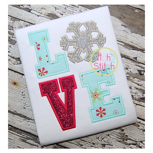 Snowflake LOVE Applique | Machine Embroidery Designs by JuJu