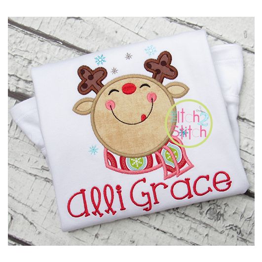 Snowflake Reindeer Applique | Machine Embroidery Designs by JuJu