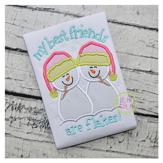 Snowman Friends are Flakes Applique | Machine Embroidery Designs by JuJu