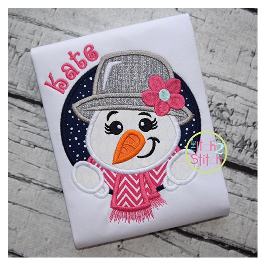 SnowGirl Circle Applique | Machine Embroidery Designs by JuJu