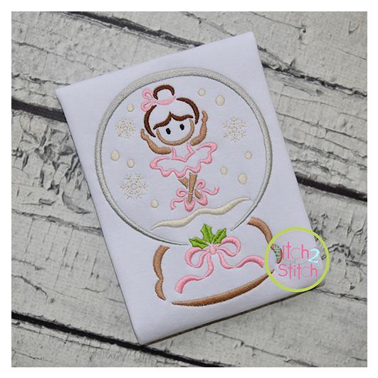 Snow Globe Ballerina Embroidery | Machine Embroidery Designs by JuJu
