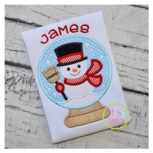 Snow Globe Snowman Applique | Machine Embroidery Designs by JuJu