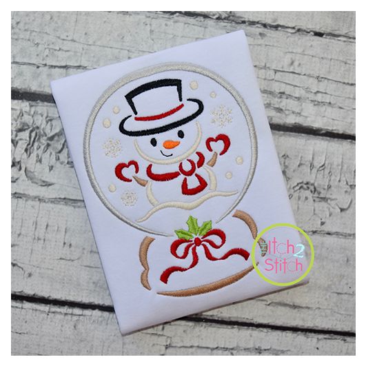 Snow Globe Snowman Embroidery | Machine Embroidery Designs by JuJu