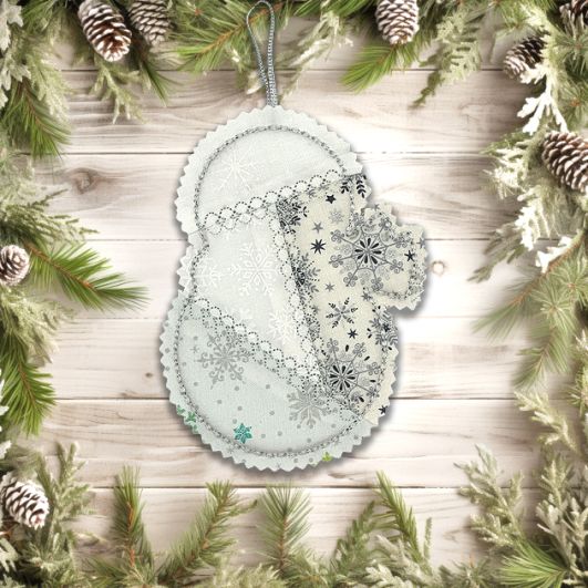 ITH Crazy Patch Ornament Snowman | Machine Embroidery Designs by JuJu