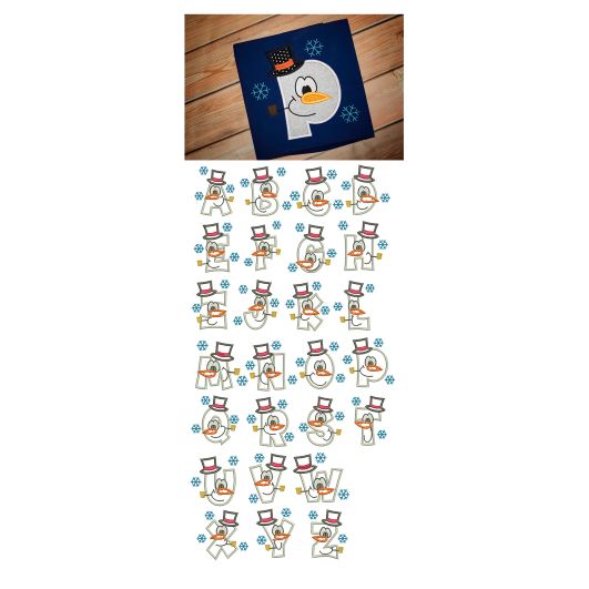 Snowman Applique Alphabet Machine Embroidery Designs by JuJu