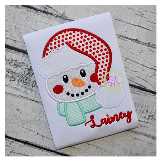 Snowman Fluffy Hat Applique | Machine Embroidery Designs by JuJu
