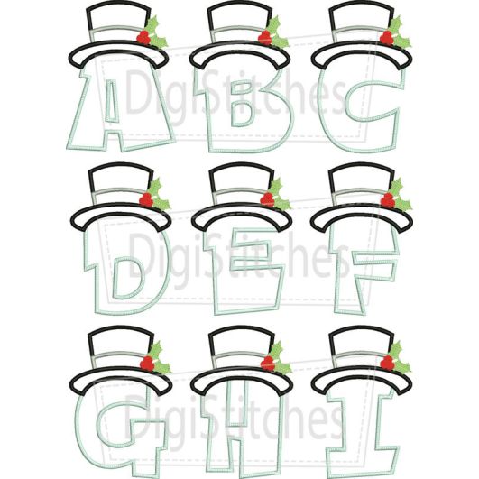 Snowman Hat Applique Alphabet