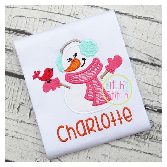 Snowman Lady Applique | Machine Embroidery Designs by JuJu